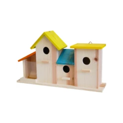 Combi 3 Nichoirs Et 1 Mangeoire Avec Toit De Couleur