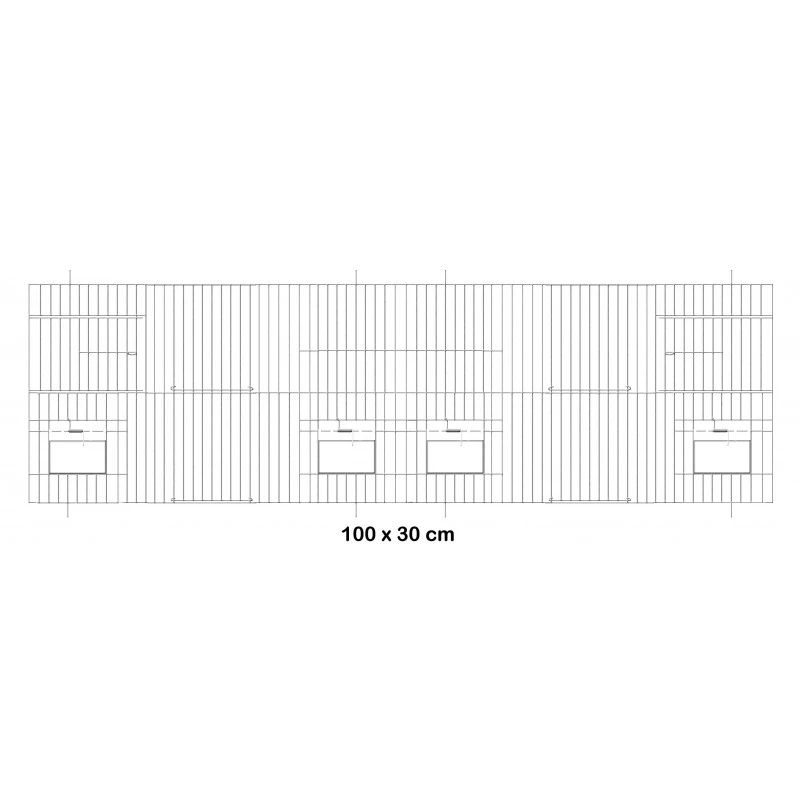 Façade De Cage En Métal Avec Portes Mangeoires 100x30cm - Fauna 3 Façade De Cage En Métal Avec Portes Mangeoires 100x30cm - Fauna