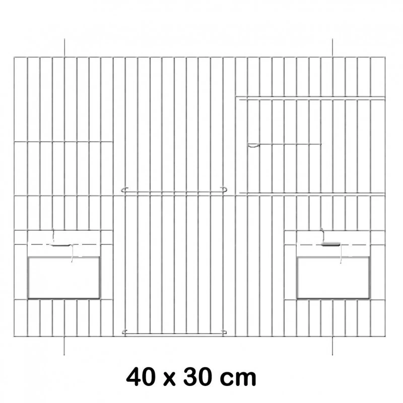 Façade De Cage En Métal Avec Portes Mangeoires 40x30cm - Fauna 3 Façade De Cage En Métal Avec Portes Mangeoires 40x30cm - Fauna