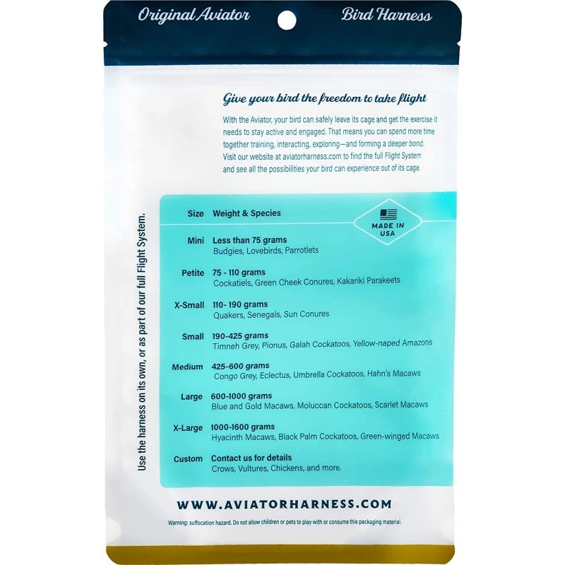 Harnais Pour Perroquet AVIATOR X-Large Bleu 5 Harnais Pour Perroquet AVIATOR X-Large Bleu – Image 3